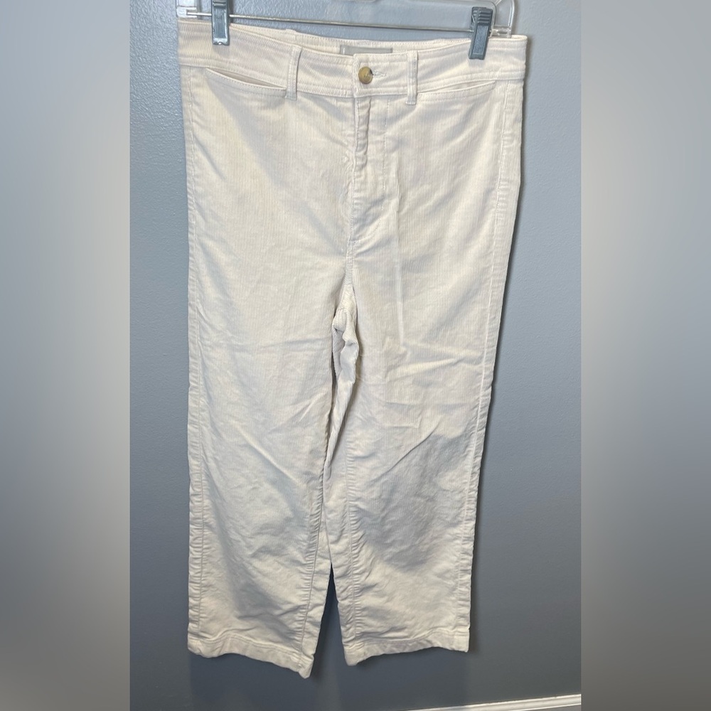 Everlane Women's The Corduroy Wide Leg Cream High Rise Pants Size 6
